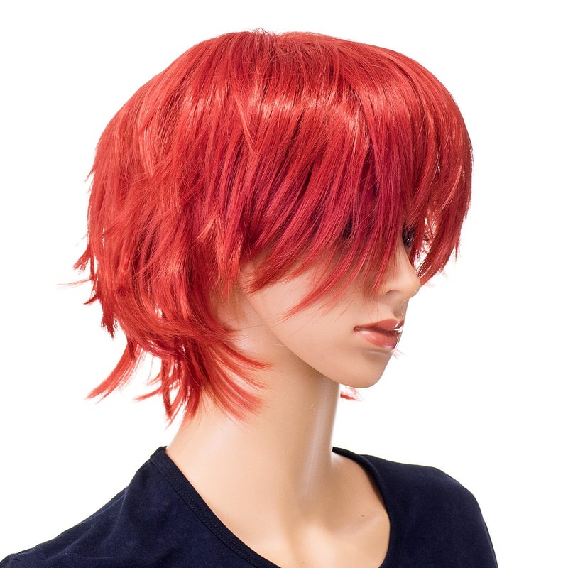 SWACC Unisex Fashion Spiky Layered Short Anime Cosplay Wig for Men and Women (Red) - Image 3